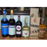 Mixed lot, to include Martini Bitter, Martini Rosso, Campari, Arehucas (2), Olmeca Tequila,