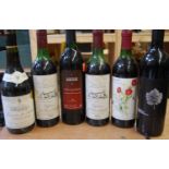 Six bottles of mixed red wine, various vintages to include Chateau de Fonscolonbe 1983, two bottles;