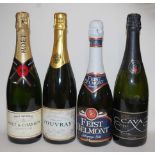 Moët & Chandon NV Brut Champagne, one bottle; together with seven various sparkling wines to include