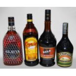 Glayva liqueur, 100cl, 35%, one bottle; Kahlua coffee liqueur, 100cl, 20%, one bottle; Irish Mist