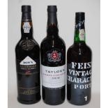 Feist Vintage Character Port, one bottle; Taylor's LBV Port, 2009, one bottle; and Dow's Trademark