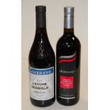 Giordano Langhe Nebbiolo, 2016, six bottles; and Giordano Merlot Cabernet Veneto, 2015, six