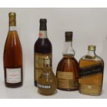 Bols Ballerina apricot brandy in musical bottle; Vin de Bordeaux Entree Deux Rives, one bottle; John