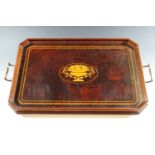 An inlaid wooden butler's tray, 61 x 40 cm