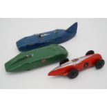 Three Dinky land speed record / racing cars, including No. 23s Thunderbolt, 23p MG Record Car, and