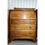 A late Victorian walnut fall-front bureau