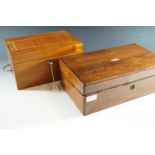A Victorian rosewood box together with a brass-mounted and inlaid mahogany casket