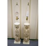 A pair of cast metal table lamps, circa 1960s, 65 cm to top of sockets