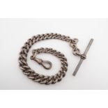 A gentleman's silver "Albert" watch chain, with T-bar and swivel, possibly Chester, 1923, 21 cm,