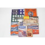 Cigarette card albums and contents, including football cards, historic cars and 'Man in Flight'