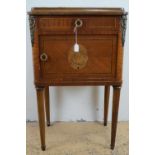 An old reproduction Louis XV style marble topped bedside cabinet / pot cupboard
