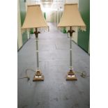 A pair of glass columnar table lamps, 85 cm