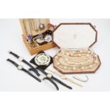 A vintage British stately home souvenir jewellery box containing vintage costume jewellery,