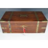 A late Georgian mahogany portable writing desk with military style flush brass mounts, 50 x 27 x