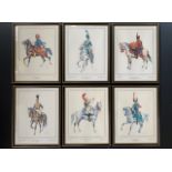Six offset lithographic prints depicting the uniforms of 18th and 19th Century European mounted