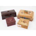 Two Bakelite and two treen boxes