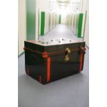 An uncommonly fine Victorian painted steel travelling trunk