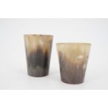 Two small antique horn beakers, 5.5 cm