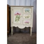 A contemporary floral-painted cabinet, 71 cm x 91 cm high