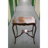A late Victorian French influenced inlaid mahogany occasional table, 68 cm high, (a/f)