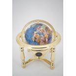 A globe set with mineral specimens