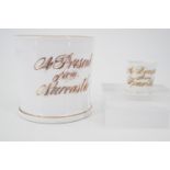 A late 19th / early 20th Century souvenir mug together with a miniature, respectively emblazoned