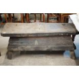 A 19th Century rustic workshop bench, 1.5 m long x 60 cm high