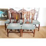 Five Georgian Hepplewhite style mahogany dining chairs