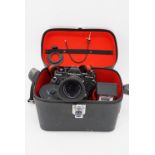 A Praktica B200 camera, Sunpak MX118 flash gun and Hoya 37 mm - 105 mm 1:3.5 lens