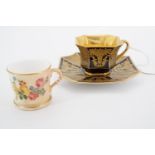 A Royal Worcester blush ivory miniature cup, and a Rosenthal cabinet cup and saucer