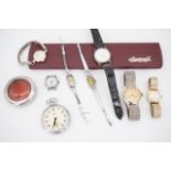 Sundry watches including a 1950s Ingersoll wrist watch and a Smith's Empire pocket watch, pocket