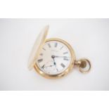 An early 20th Century Waltham rolled-gold hunter pocket watch