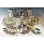 A quantity of electroplate including hot water jugs and fish servers etc