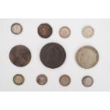 A George III cartwheel penny, Victorian copper coins, and a small quantity of pre- and post-1920