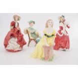 Four Royal Doulton figurines, Christmas Morn HN 1992, Judith HN 2278, Top o' the Hill HN 1834, and