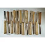 Twelve wood turning chisels