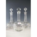 A pair of Victorian shaft-and-globe wine decanters (one a/f) and one other