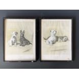 After Cecil Aldin (1870-1935) "The Two Scamps" and "The Two Friends", period prints, framed under