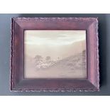 A 1920s Walmsley's Series sepia photographic print depicting a shepherd and flock on a fellside,