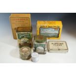 A small quantity of vintage tins including a Harrods tea canister, Stewart and Young "The