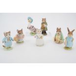 Seven Beswick Beatrix Potter figurines including Samuel Whiskers, Mrs Flopsy Bunny, Tom Kitten (a/
