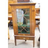 A Victorian inlaid mahogany standing corner cabinet, 168 cm