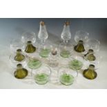 Six glass goblets, along with six sundae dishes etc