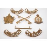 A small quantity of Great War British and Dominion army insignia including a Wounded Strip and a