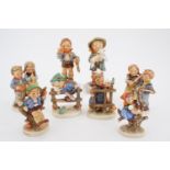 Eight Hummel figurines including The Shepherd and The Artist (a/f) etc