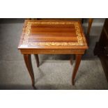 A late 20th Century Italian inlaid musical sewing table, 43 cm high