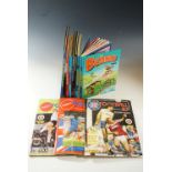 A small quantity of Beano and Dandy annuals etc, together with Panini football sticker albums