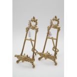 A pair of small brass picture / display stands, 23 cm