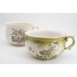 A Victorian Tunstall "Oceanic" pattern transfer-printed earthenware chamber pot and one other