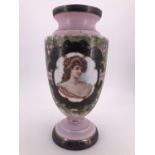 A Victorian enamelled glass vase, 32 cm